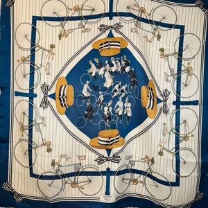 Hermes Les Becanes Scarf 70 with Bicycle motif